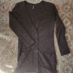 Cozy Brown Cardigan Thigh Length